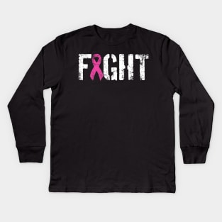 Fight Breast Cancer Military Style Awareness Ribbon Kids Long Sleeve T-Shirt